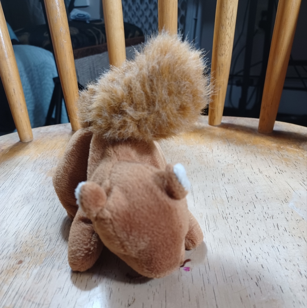 -RETIRED ORIGINAL Ty Beanie Baby NUTS the Squirrel sitting stuffed Plush NO TAGS - Picture 7 of 12